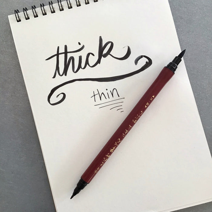 The double-sided, hard and soft brush tip pen, is commonly used for calligraphy, lettering, sketching, outlining, inking illustrations and ink washing.