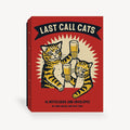 Last Call Cats Notecards and Envelopes Set- images shows box of 'Last Call Cats' notecards with two cats holding beer glasses on a red background.