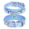 Leather and Rhinestone Pet Collar with Heart