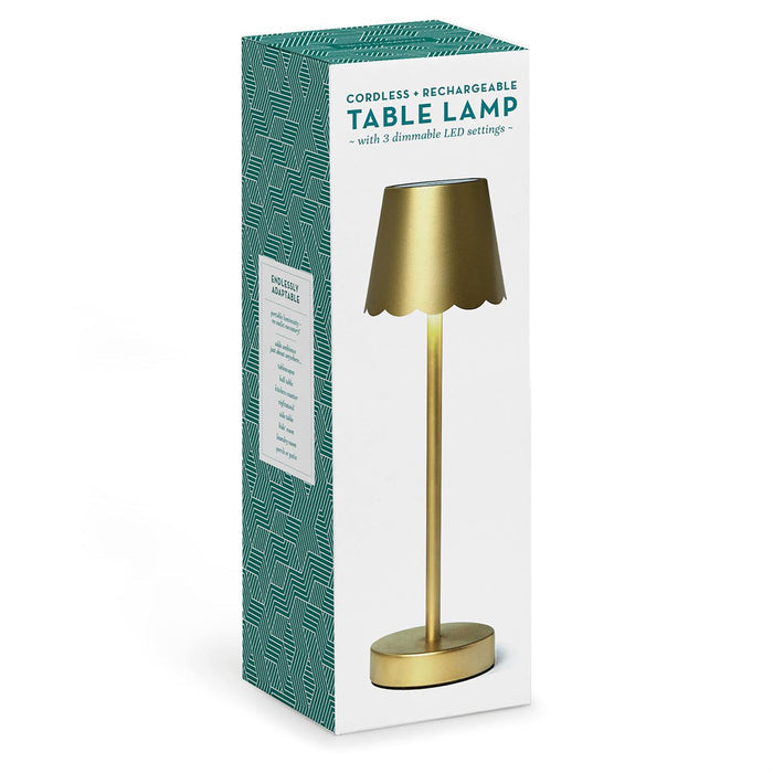 LED Cordless Table Lamp With Scalloped Edge Shade In Gift Box