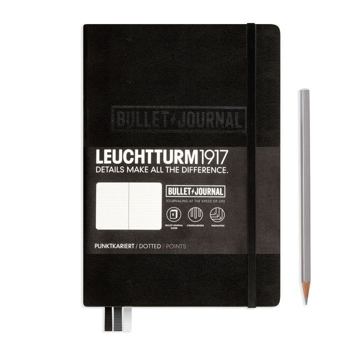 Leuchtturm1917 A5 Bullet Journal with Hardcover, Dotted Pages, and Black Cover.