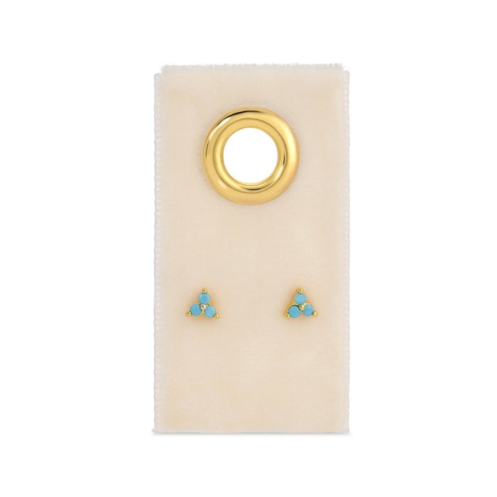 Light Blue Petite Triple Cluster Studs on Velvet Tag