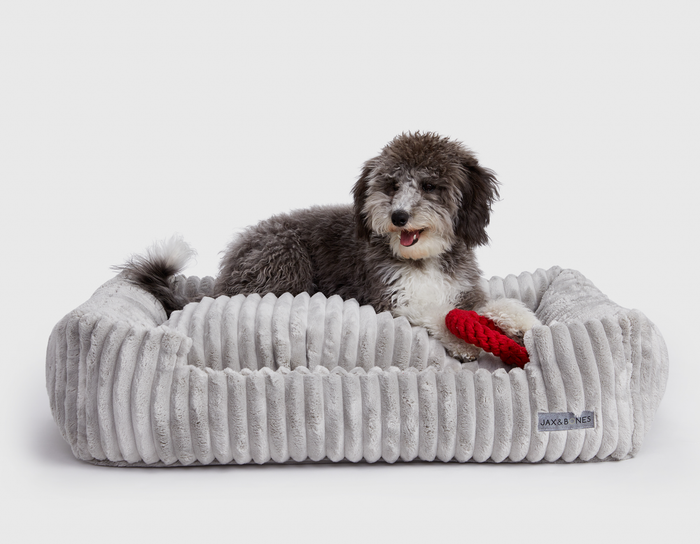 Luna Grey Corduroy Lounge Dog Bed
