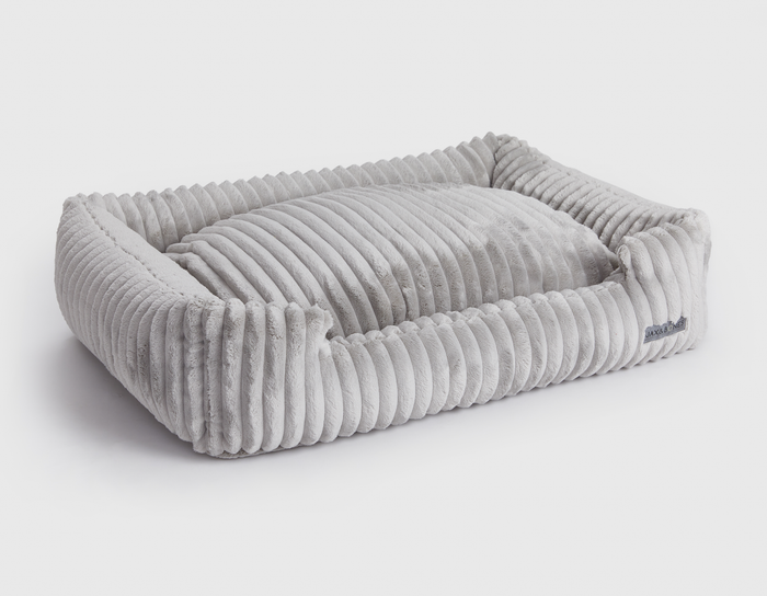 Luna Grey Corduroy Lounge Dog Bed