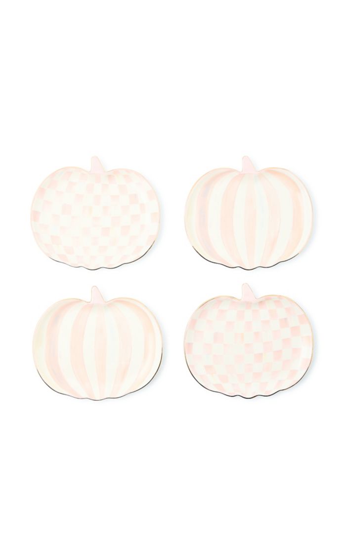 Mackenzie Childs | Pumpkin Ceramic Dessert Plates, Set of 4, Rosy Check