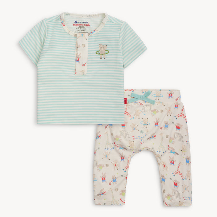 Magnetic Me | Furry Field Day Top & Pant Set, 3-6 mo