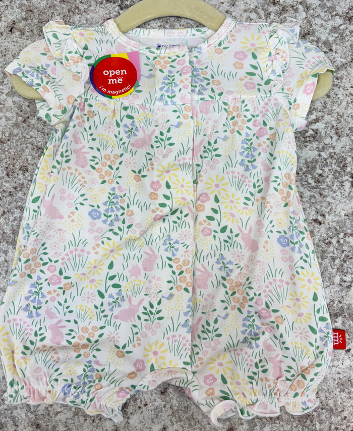 Magnetic Me | Hoppy Garden Modal Ruffle Sleeve Roomper