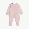 Magnetic Me | Pin Dot Pink Ruffle Placket Footie