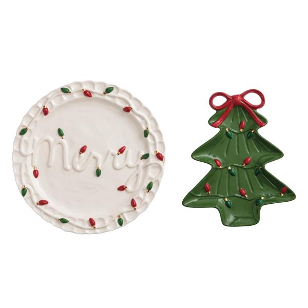 Merry Tree Bow Platter Set