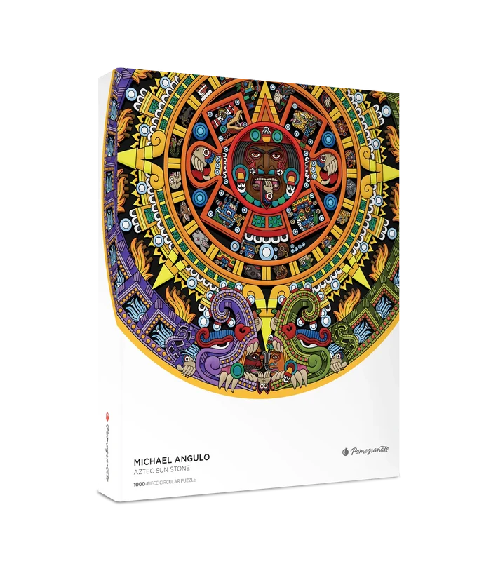 Michael Angulo: Aztec Sun Stone 1000-Piece Circular Jigsaw Puzzle- packaging image