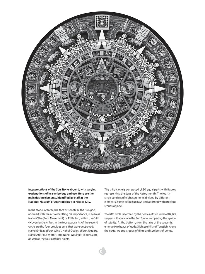 Michael Angulo: Aztec Sun Stone 1000-Piece Circular Jigsaw Puzzle details about puzzle