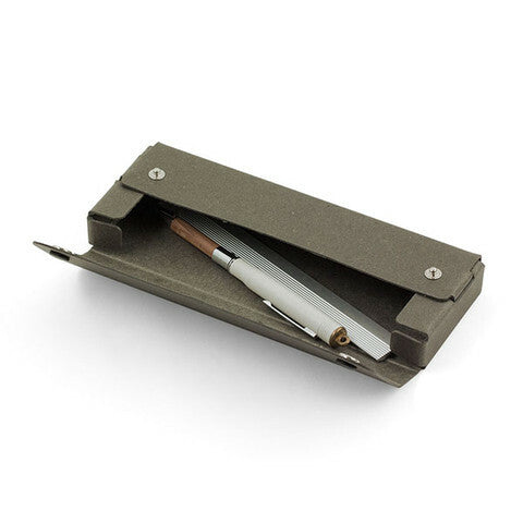 Pen case will hold about 6-8 pens or pencils, depending on their diameter.