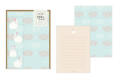 Midori Rabbit Letter Set with Stickers- set of 4