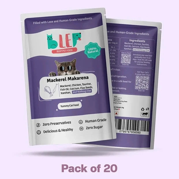 Monthly Pack of Mackerel Makarena Fresh Cat Food - Blep