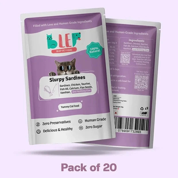 Monthly Pack of Slurpy Sardines Fresh Cat Food - Blep