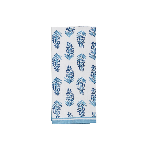 Mud Pie | Blue Block Floral Towel, Assorted Styles