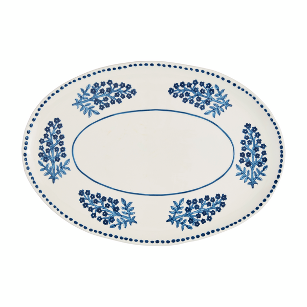 Mud Pie | Blue Block Print Platter
