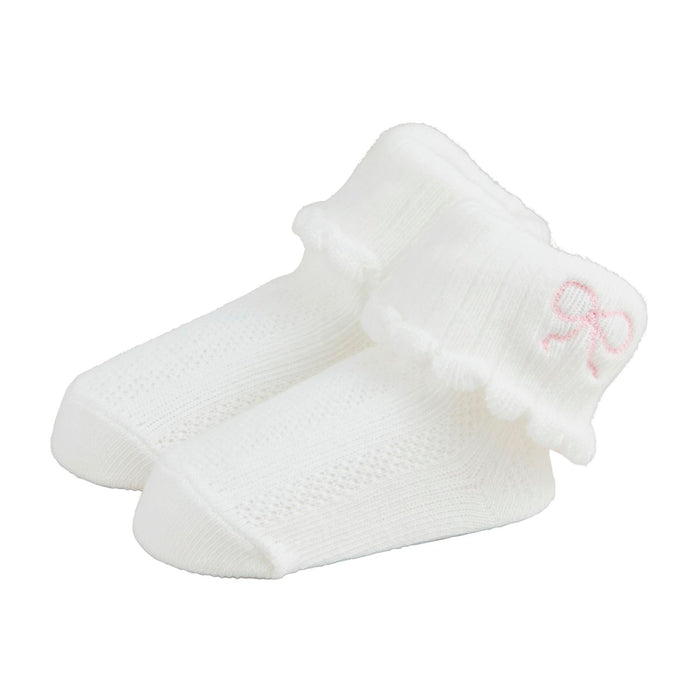 Mud Pie | Bow Pointelle Foldover Socks