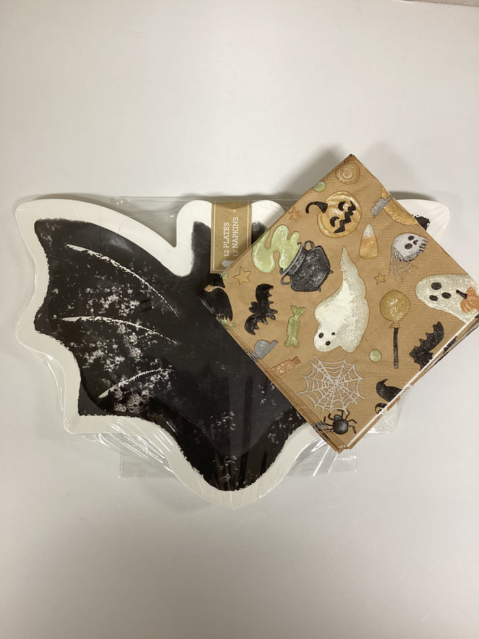 Mud Pie | Halloween Paper Plates & Napkins Set, Assorted Styles