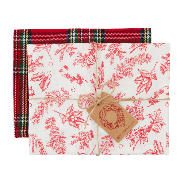 Mud Pie | Holly Toile Towel Set