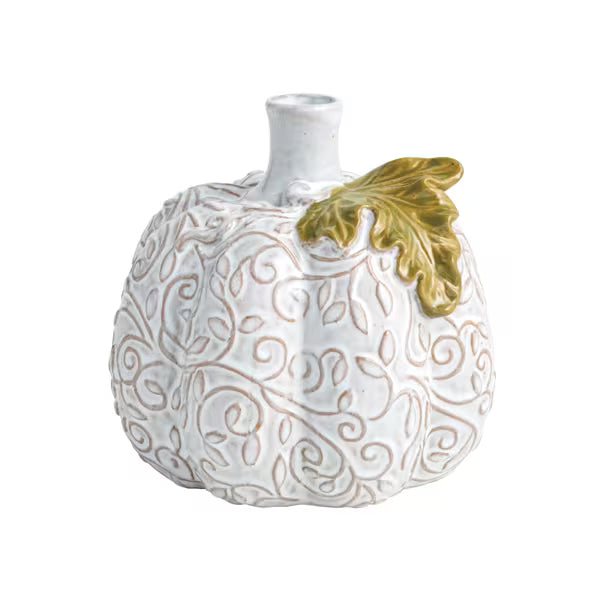 Mud Pie| Medium Press Lace Pumpkin Bud Vase