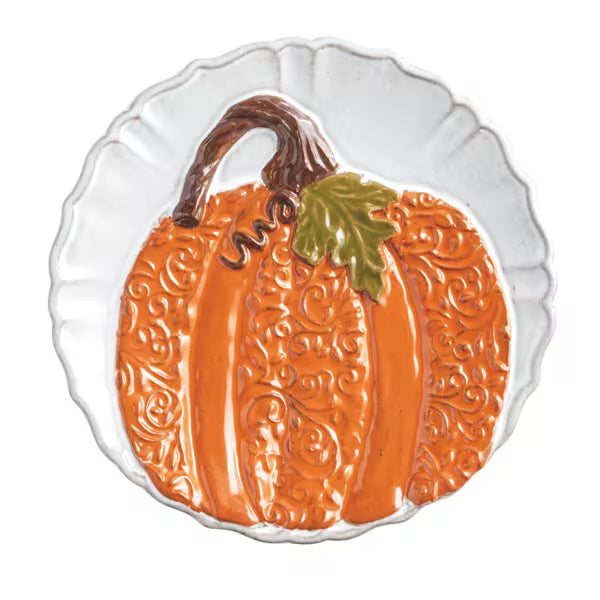 Mud Pie| Orange Lace Pumpkin Salad Plate