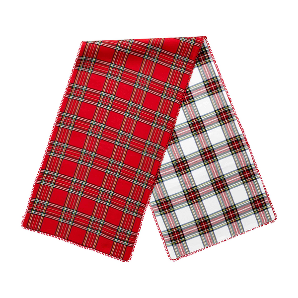 Mud Pie | Reverse Tartan Pom Pom Runner