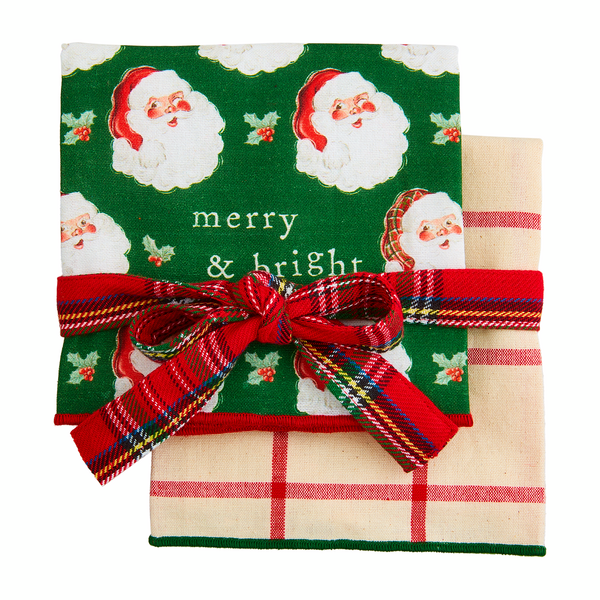 Mud Pie | Santa Repeat Classic Christmas Towel Set