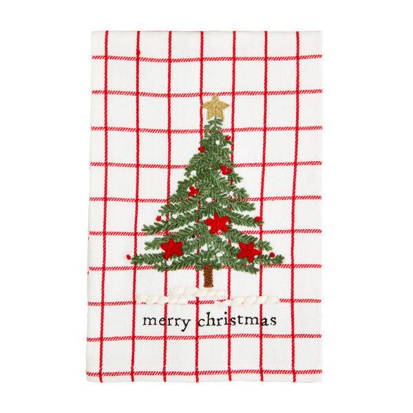 Mud Pie | Tree Classic Christmas Embroidered Towel