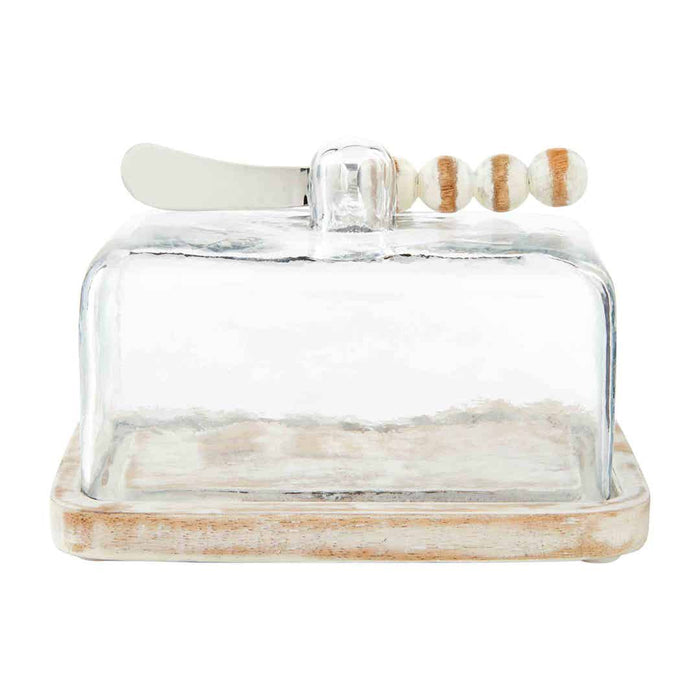 Mudpie - White Glass Butter Dish Set