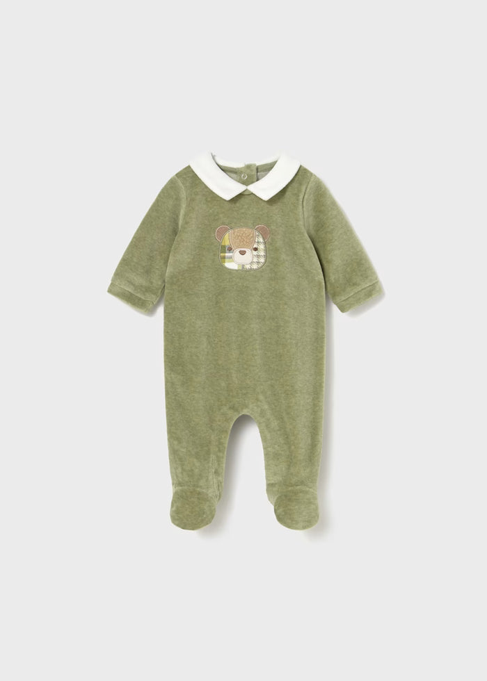 Newborn Boy Collared Velour One Piece, Assorted Styles