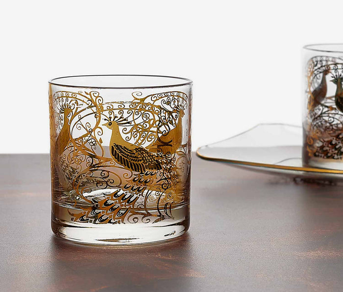 MCM Osborne Kemper Thomas Gold Peacock Rocks Glass - Lollygag