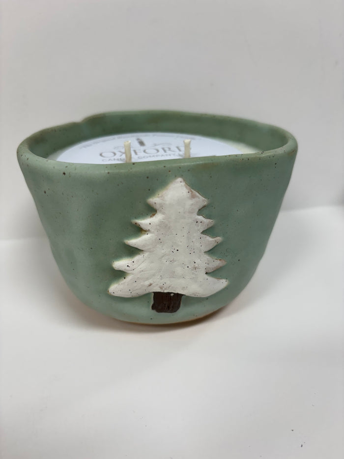 Oxford Candle Co. | 14 oz. Tree Handmade Pottery Candle, Cranberry Spice