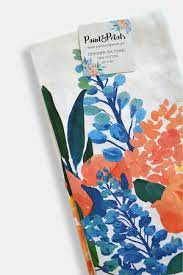Paint & Petals| Designer Tea Towel| Pacific Blue
