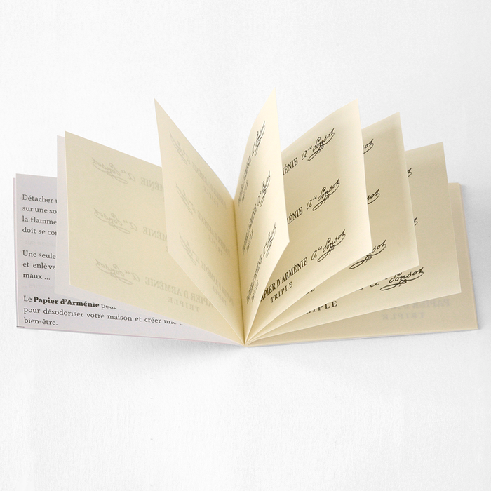 Each booklet contains 36 detachable strips of perfumed paper.
