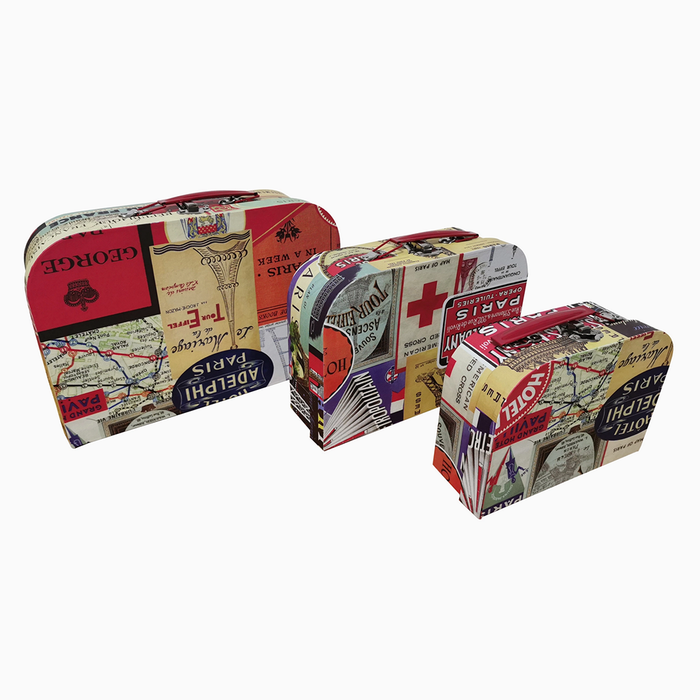 Paris themed mini suitcases - 3 sizes