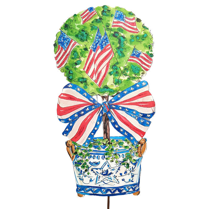 Patriotic Flag Topiary in Pot