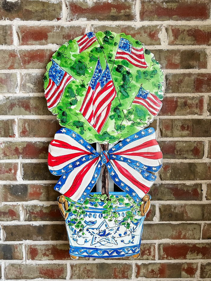Patriotic Flag Topiary in Pot