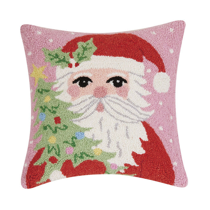 Peking Handicraft | Santa Holding Tree Hook Pillow, 16"x16"