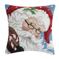 Peking Handicraft | Santa with Glasses Hook Pillow, 18"x18"