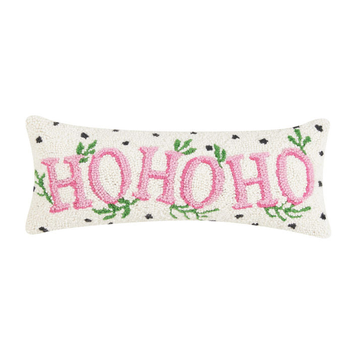 Peking Handicraft | Spotted Ho Ho Ho Hook Pillow, 8"x20"