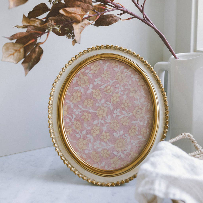 Petal Lane | Cream & Gold Oval Photo Frame