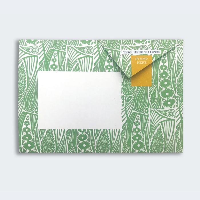 Pigeon- Nature Study - green color with flower and leaf pattern