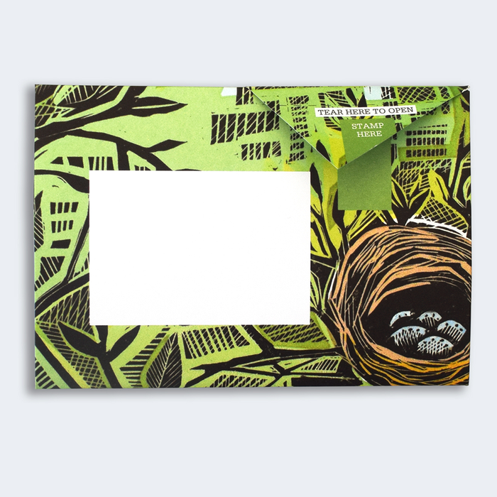 Pigeon Post- Wonderfully Wild with nest Illustration  and address area
