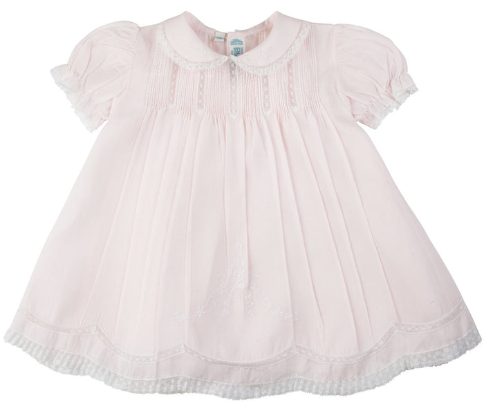 Pink Collared Lace Slip Dress, 0-3 months