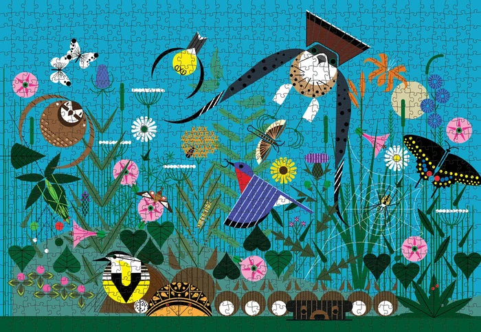 Pomegranate Charley Harper- "Wild Summer" 1000-Piece Jigsaw Puzzle- finished puzzle image