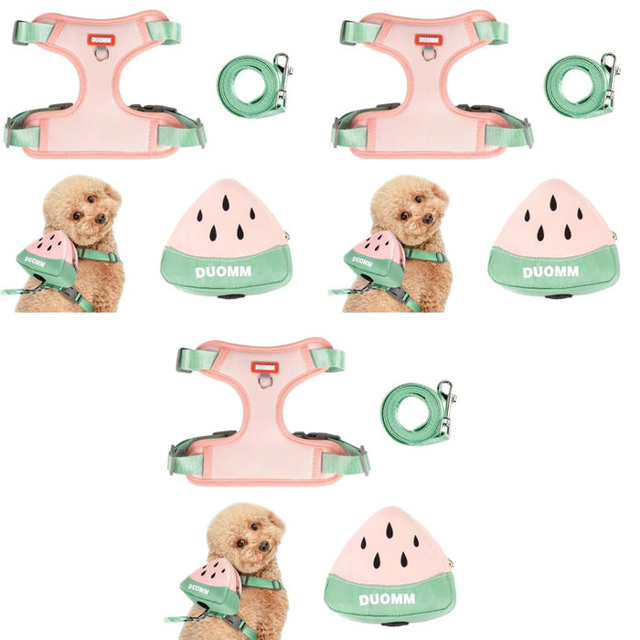 Qpets 3PCS Dog Harness Vest with Removable Pouch and Leash for Small Pets image
