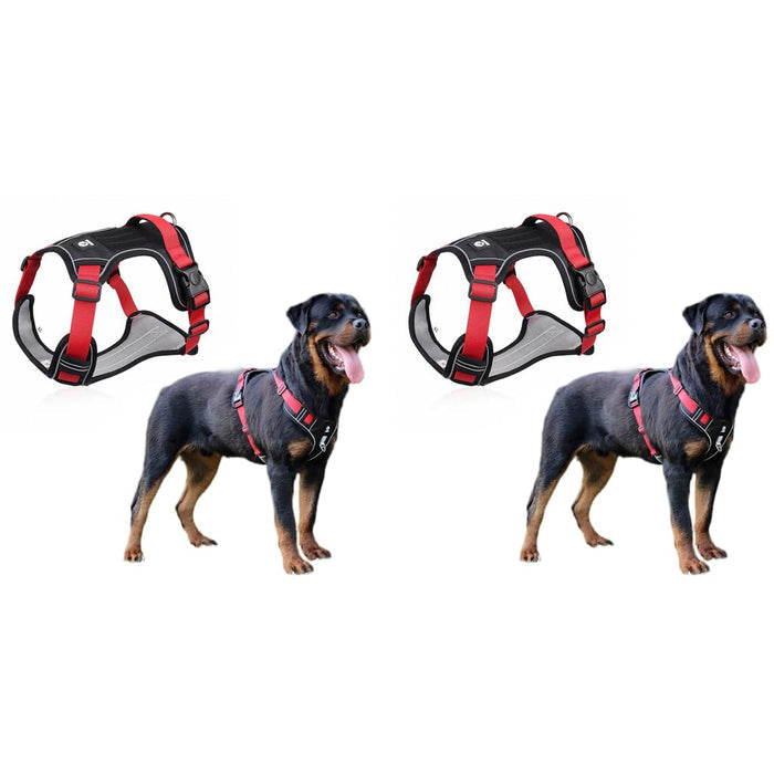 Qpets Dog Harness for Large Dogs 22.5–45kg with Reflective Strips and Control Handle | Red Oxford Vest 2PCS image