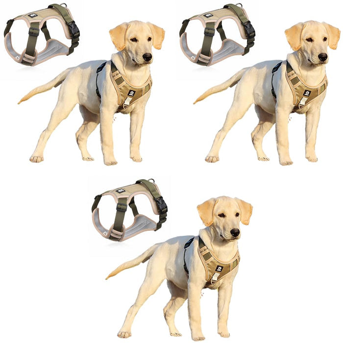 Qpets Dog Harness for Large Dogs with Dual Metal Buckles and Reflective Strips | XL 22.5–45kg Khaki Oxford Vest 3PCS image