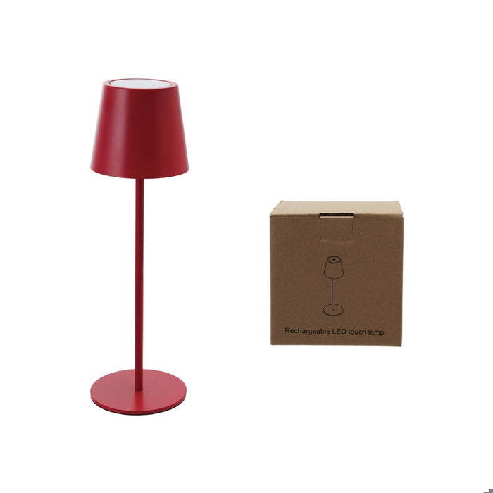 Red Metal LED Rechargeable Table Lamp